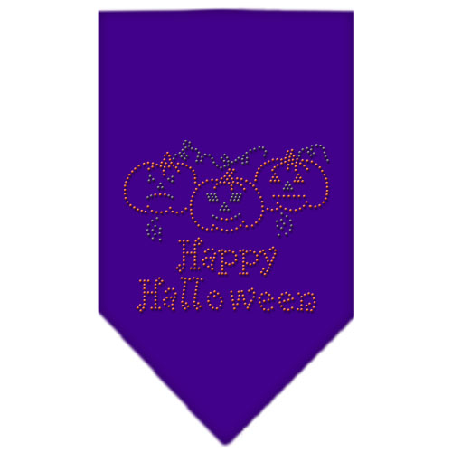 Happy Halloween Rhinestone Bandana Purple Small